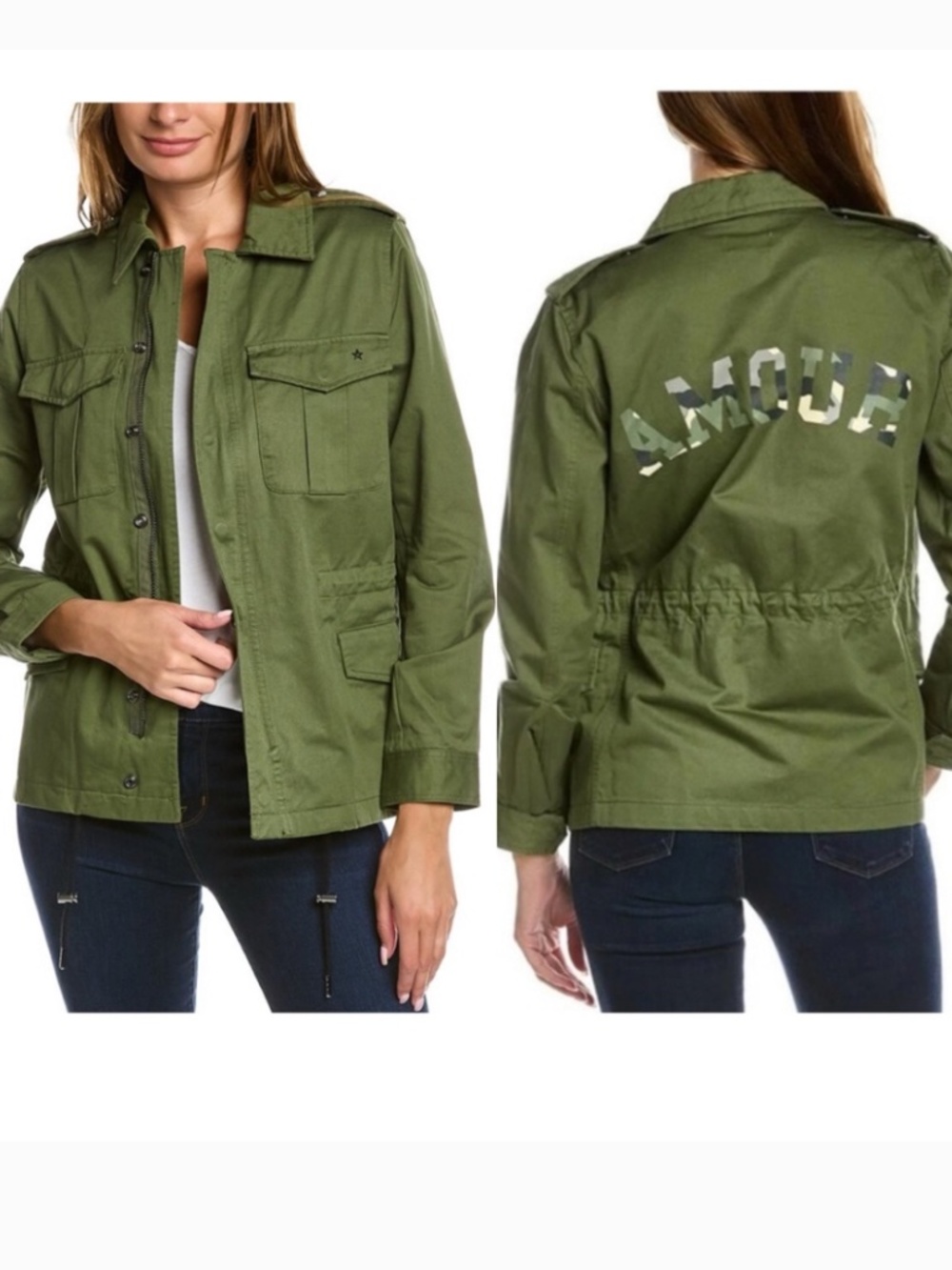 Zadig and Voltaire Kayak Amour Utility Jacket Olive Green